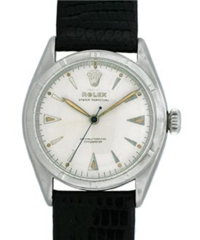 Vintage Rolex Oyster Perpetual Bubbleback 6085 Steel with White Dial